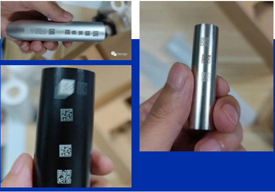 反光曲面碼，黑底白色曲面碼